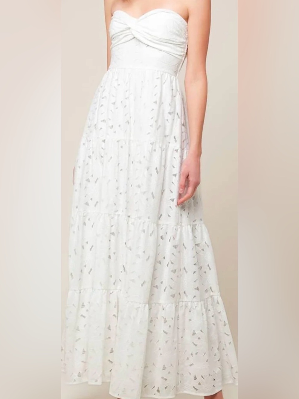 Flying Tomato White Strapless Eyelet Maxi Dress Never Worn